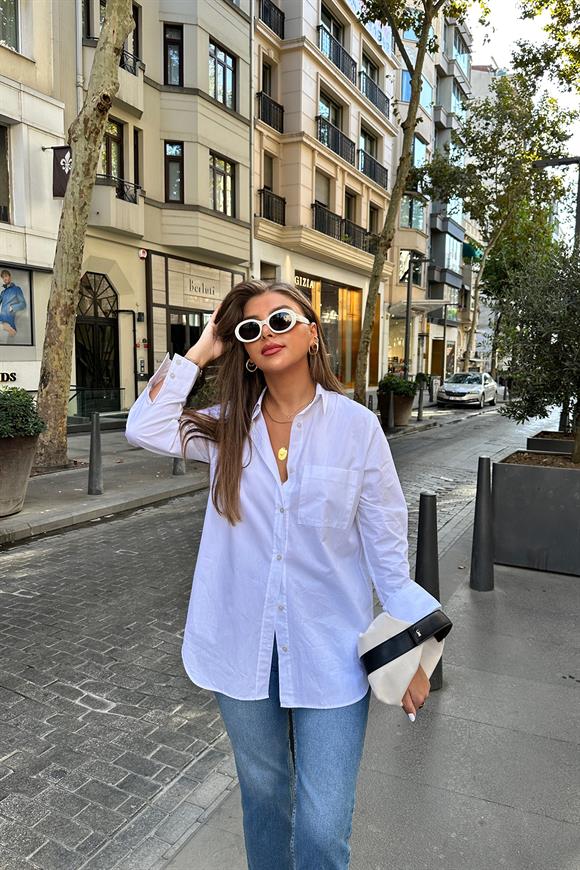 Lüx Kalite Massi Model  Basic Beyaz Gömlek