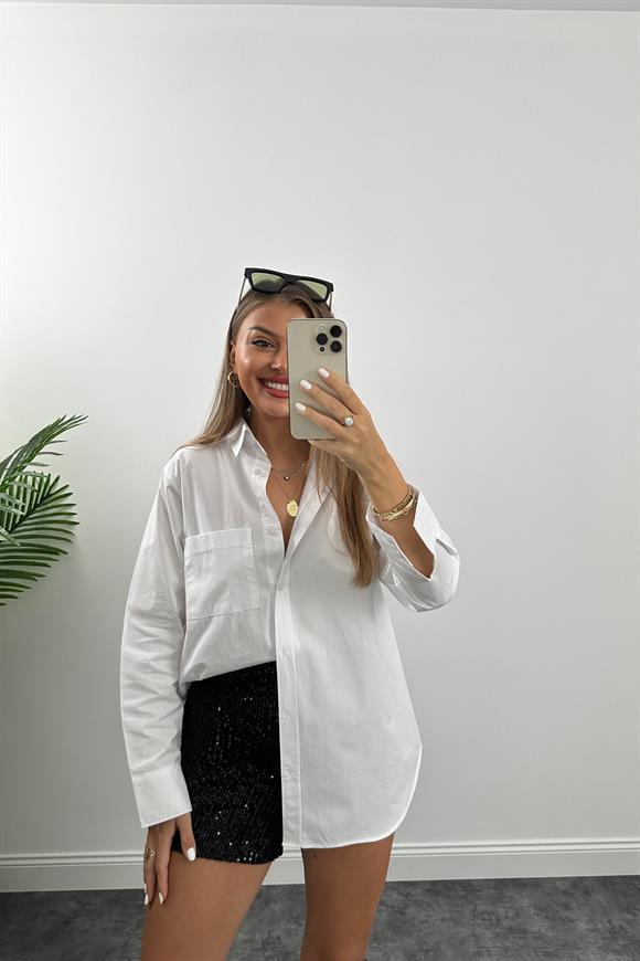 Lüx Kalite Massi Model  Basic Beyaz Gömlek