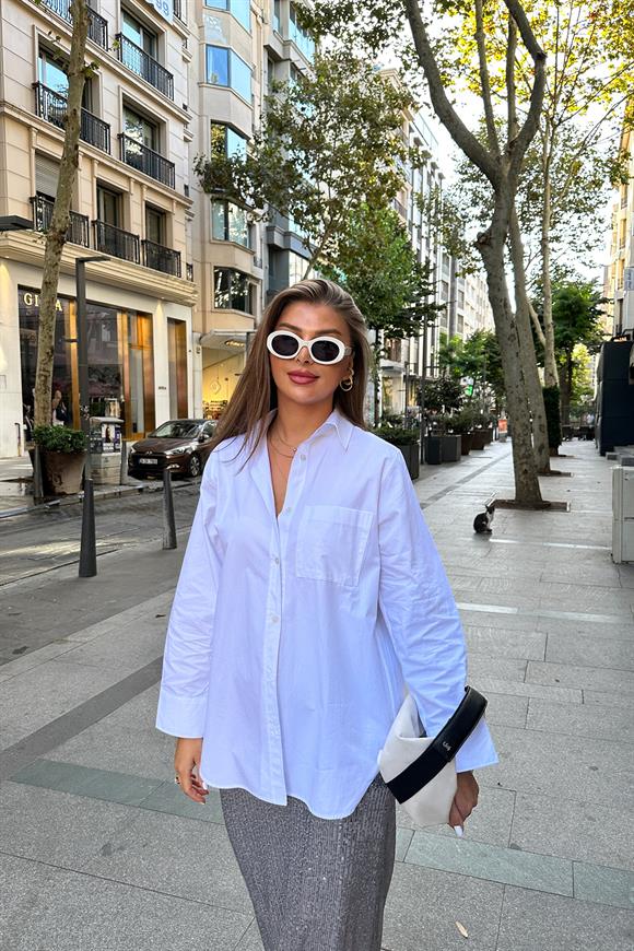 Lüx Kalite Massi Model  Basic Beyaz Gömlek