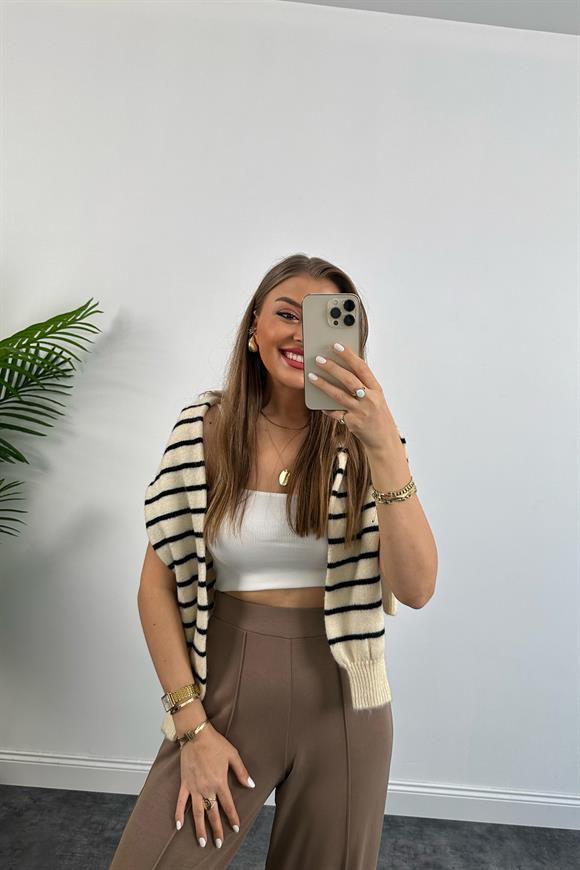 Lüx Kalite Oysh Modal Kumaş Çımalı Palazzo Kahverengi