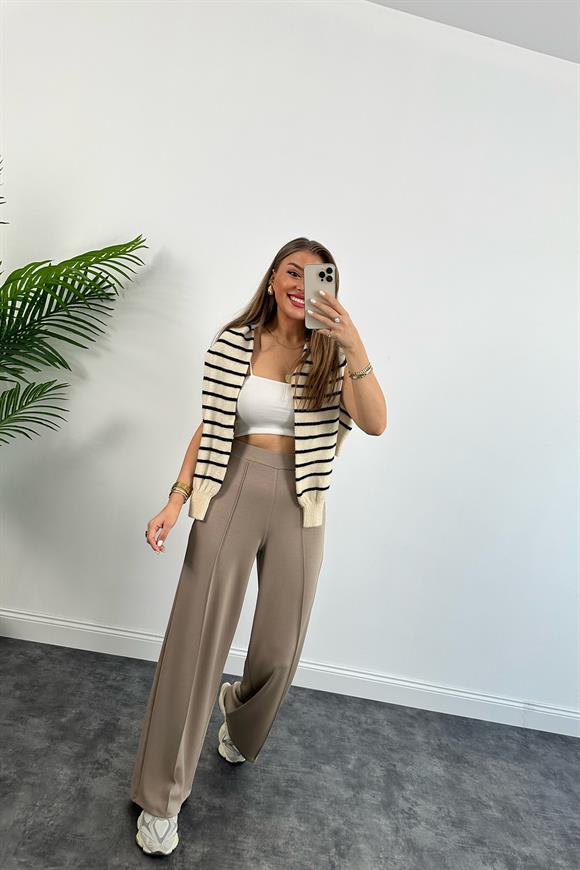 Lüx Kalite Oysh Modal Kumaş Çımalı Palazzo Açık Vizon