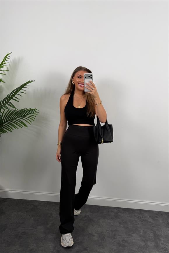 Lüx Kalite Oysh Model Likralı Flare Tayt Siyah