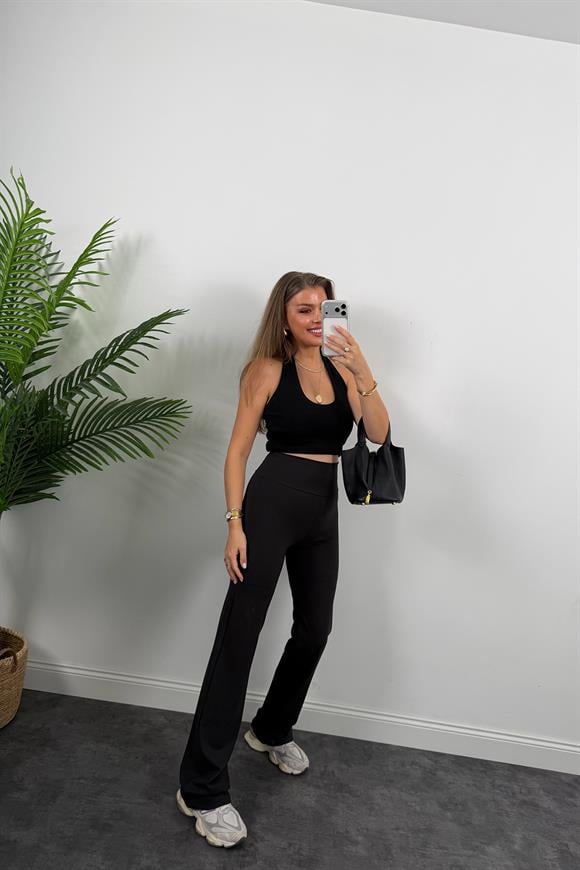 Lüx Kalite Oysh Model Likralı Flare Tayt Siyah