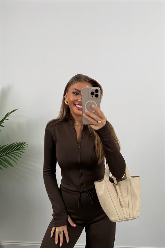 Lüx Kalite Oysh Model Likralı Scuba Takım Acı Kahve