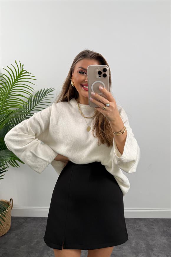 Lüx Kalite Şehir Boy Kalın Kumaş Şort Etek Siyah