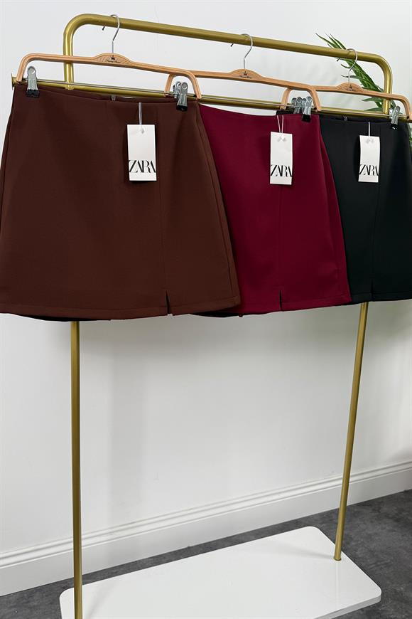 Lüx Kalite Şehir Boy Kalın Kumaş Şort Etek Bordo