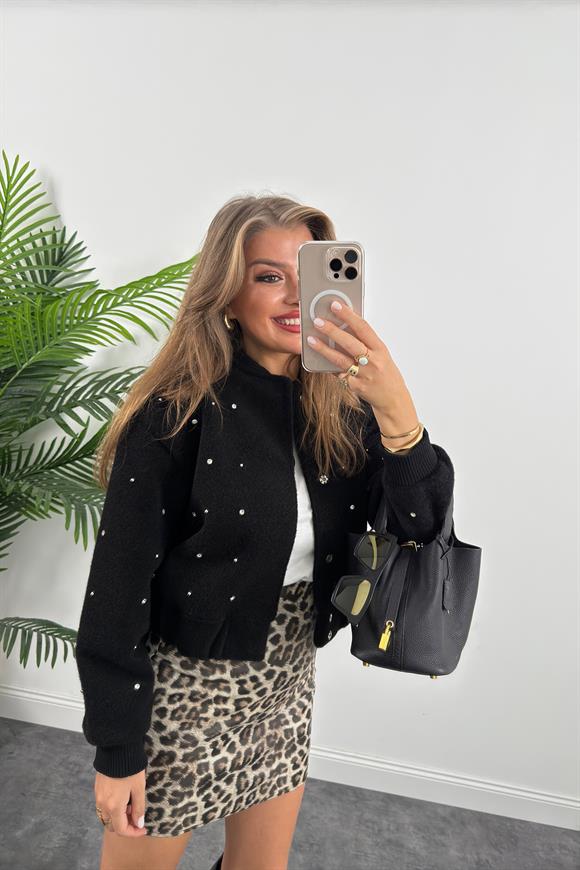 Lüx Kalite Taşlı Yumoş Kaşe Bomber Ceket