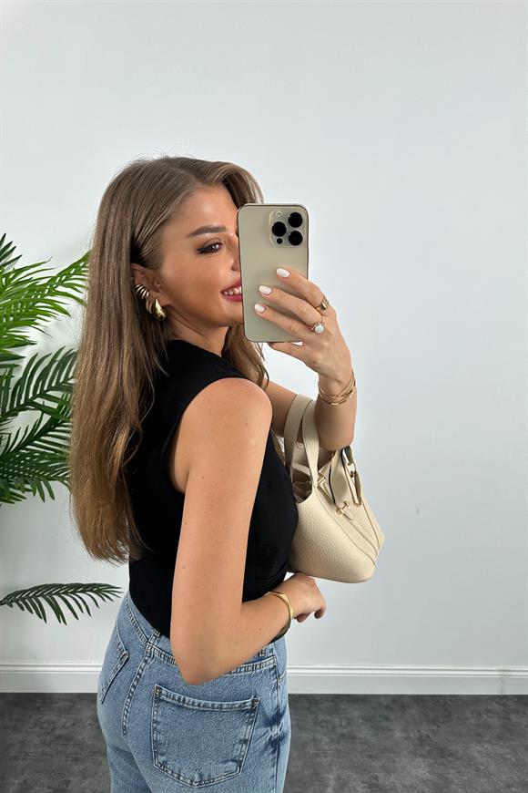 Lüx Kalite Tensel Keten Astarlı Basic Yelek Siyah