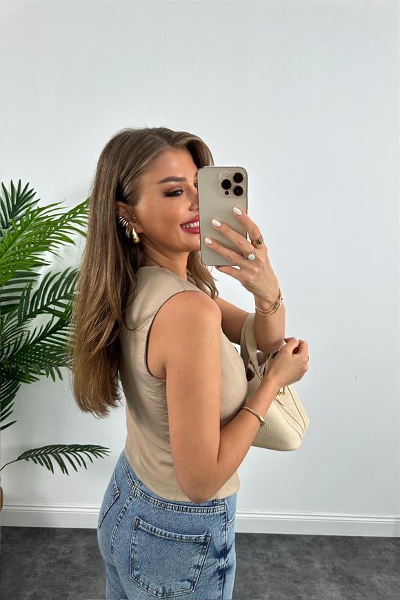 Lüx Kalite Tensel Keten Astarlı Basic Yelek Taş