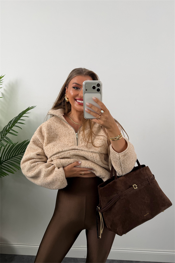 Lüx Kalite Toparlayıcı Parlak Disko Tayt Acı Kahve