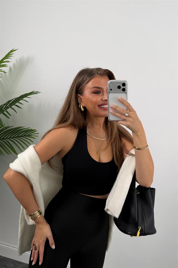 Lüx Kalite Topuktan Geçmeli Toparlayıcı Füzo Tayt Siyah