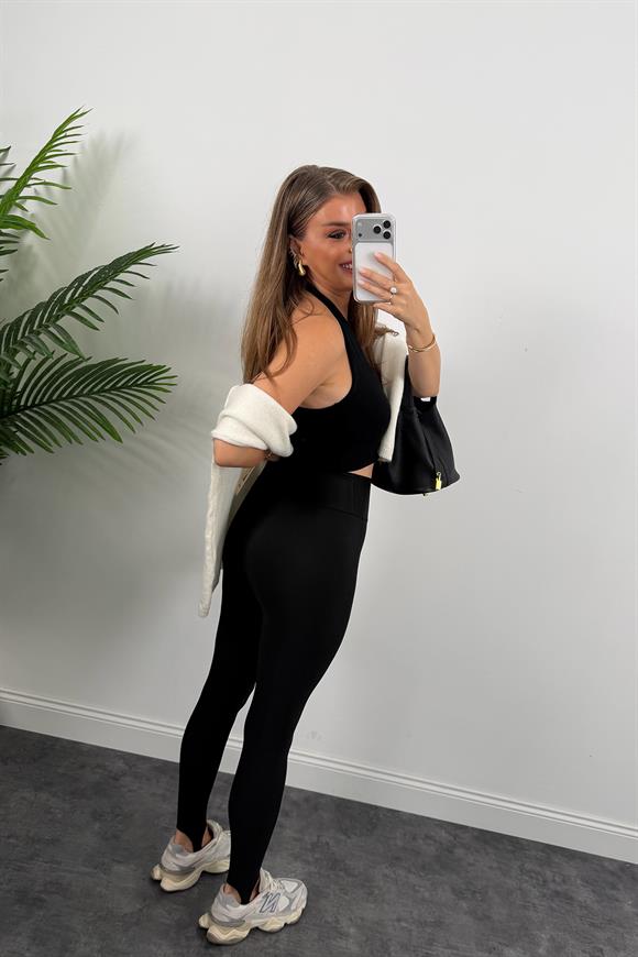 Lüx Kalite Topuktan Geçmeli Toparlayıcı Füzo Tayt Siyah