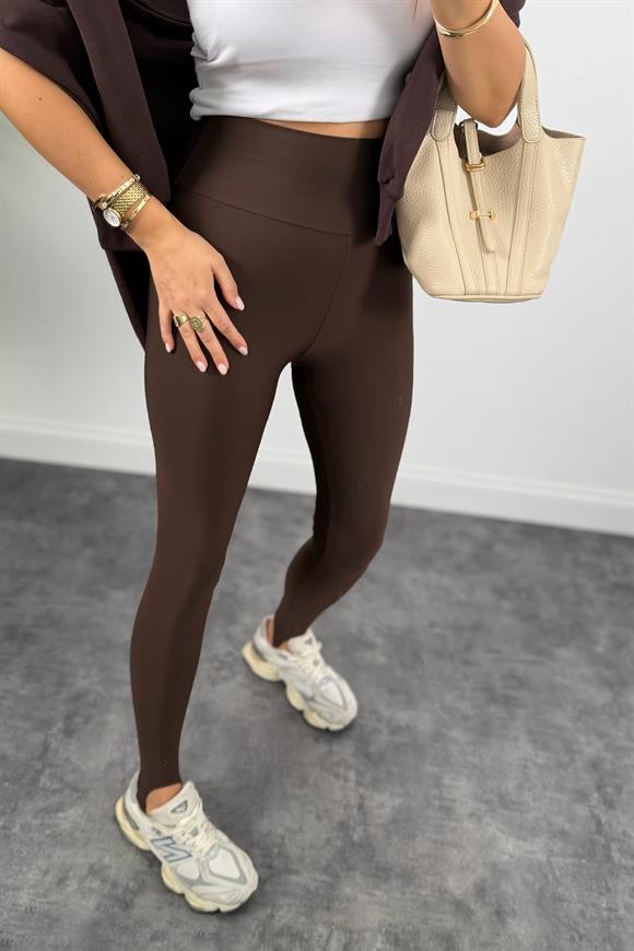 Lüx Kalite Topuktan Geçmeli Toparlayıcı Füzo Tayt Acı Kahve