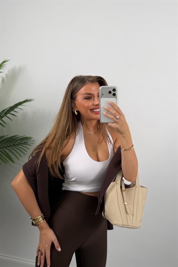 Lüx Kalite Topuktan Geçmeli Toparlayıcı Füzo Tayt Acı Kahve