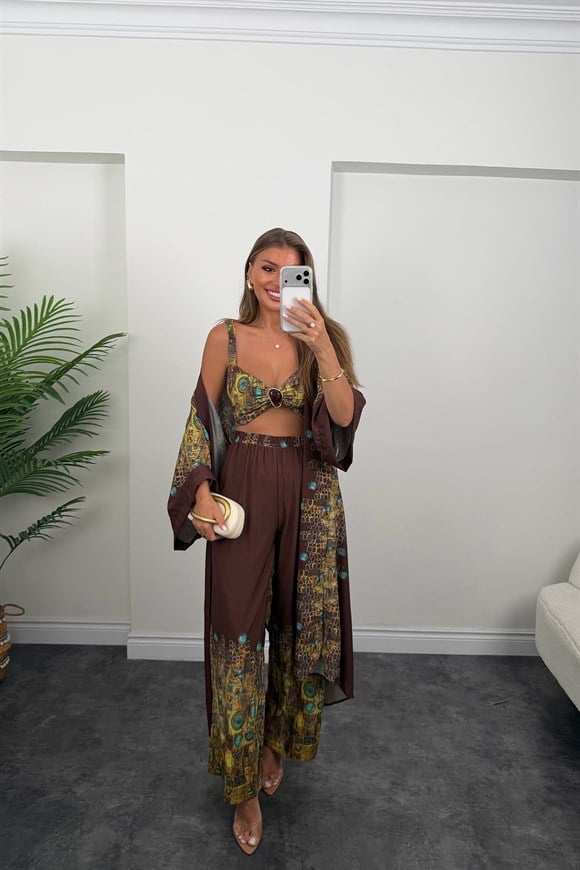 Lüx Marka Model 3 Parçalı Tasarım Kimono Takım 