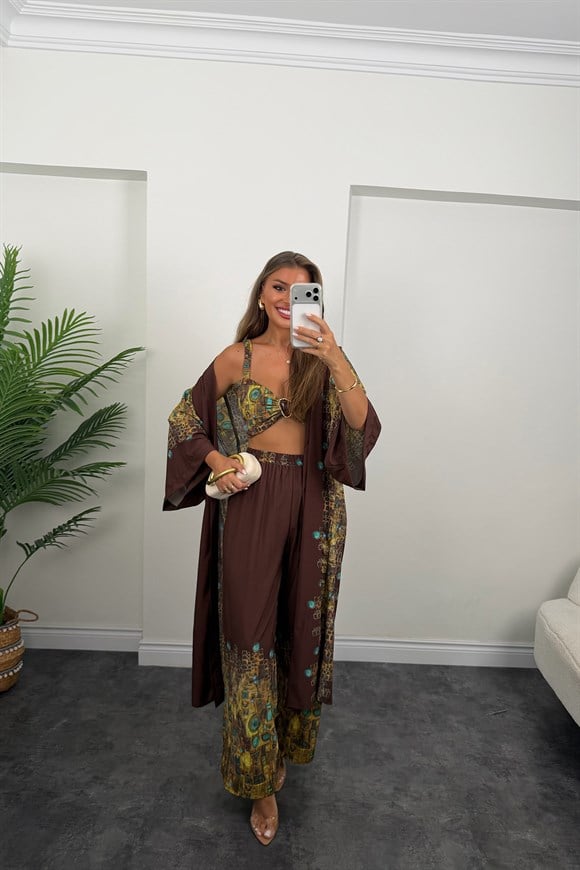 Lüx Marka Model 3 Parçalı Tasarım Kimono Takım 