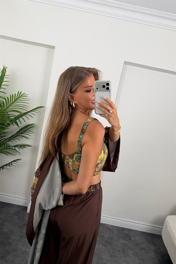 Lüx Marka Model 3 Parçalı Tasarım Kimono Takım 