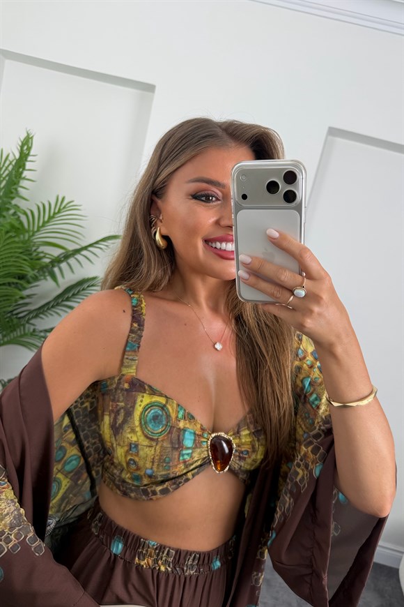 Lüx Marka Model 3 Parçalı Tasarım Kimono Takım 