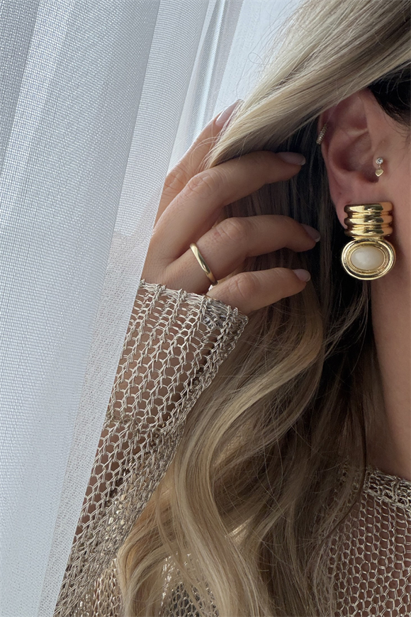 Marka Model Bombeli Krem Küpe