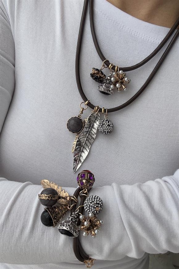 Marka Model Charmlı Deri Bileklik