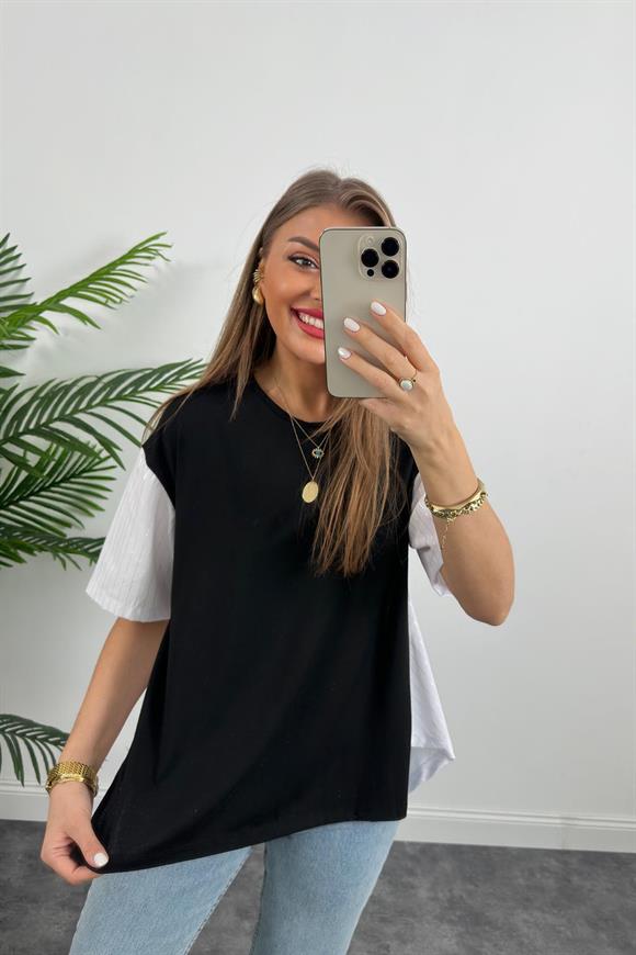 Marka Model Fermuar Detaylı Tasarım Asimetrik Bluz Siyah
