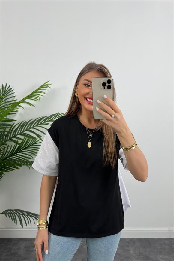 Marka Model Fermuar Detaylı Tasarım Asimetrik Bluz Siyah