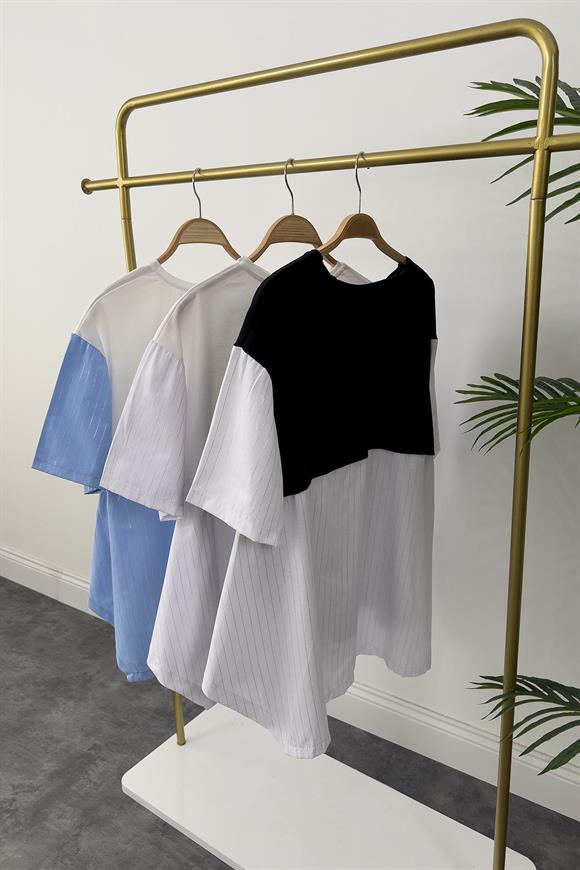 Marka Model Fermuar Detaylı Tasarım Asimetrik Bluz Beyaz 