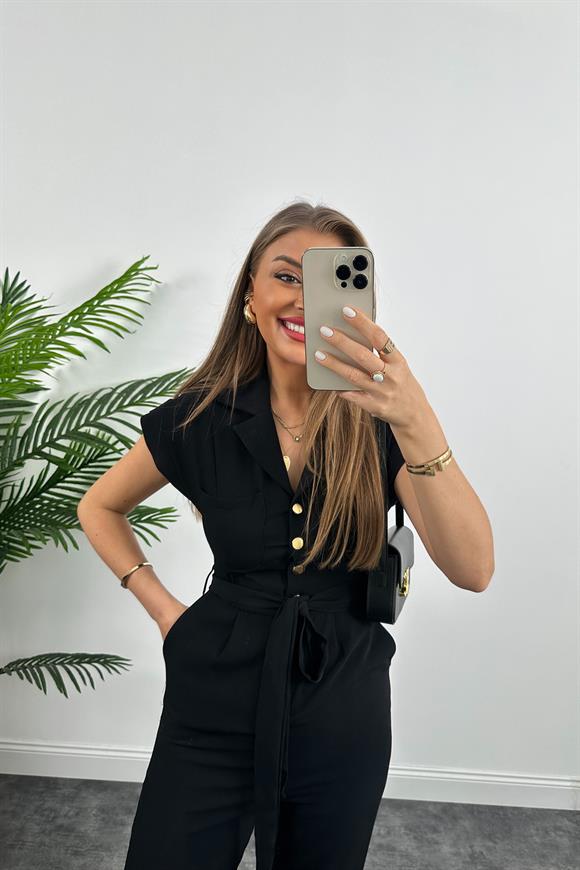 Marka Model Gold Düğmeli Palazzo Tulum