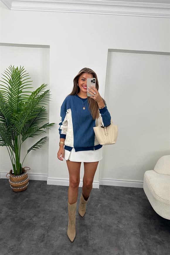 Marka Model Jean Mixli Tasarım Sweatshirt
