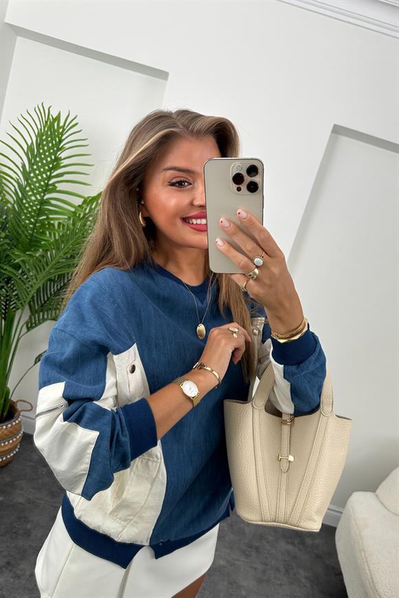 Marka Model Jean Mixli Tasarım Sweatshirt