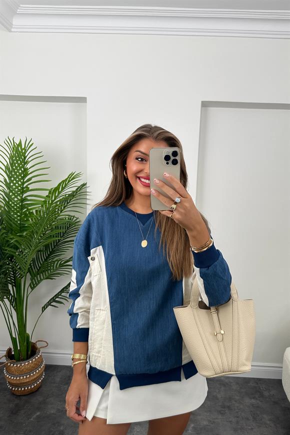 Marka Model Jean Mixli Tasarım Sweatshirt