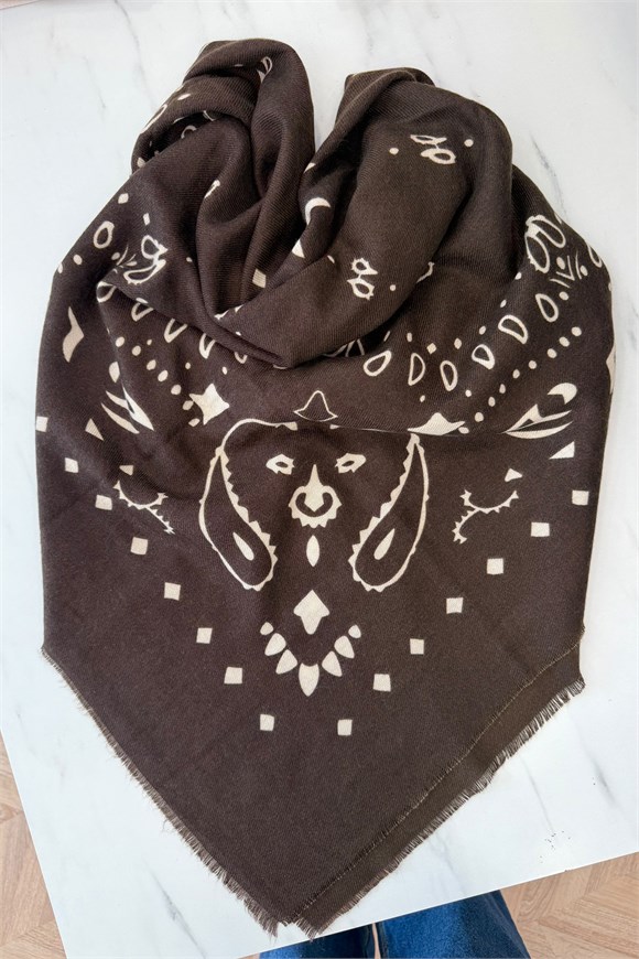 Marka Model Kahve Fular 110x110