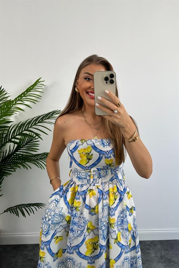 Marka Model Kemerli Straplez Summer Elbise