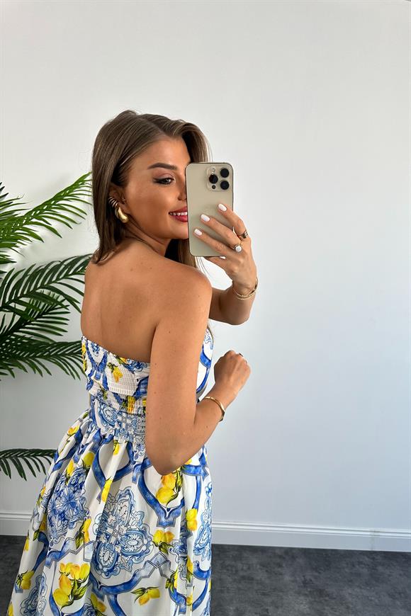 Marka Model Kemerli Straplez Summer Elbise