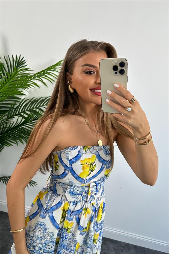 Marka Model Kemerli Straplez Summer Elbise