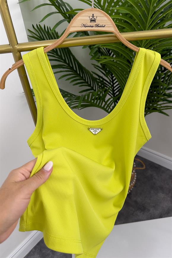 Marka Model Likralı Tam Boy Kaşkorse Atlet Neon Fıstık