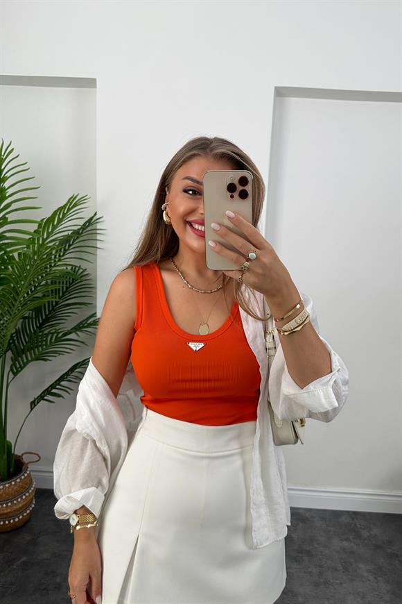 Marka Model Likralı Tam Boy Kaşkorse Atlet Oranj