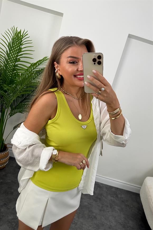 Marka Model Likralı Tam Boy Kaşkorse Atlet Neon Fıstık