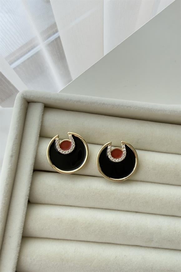 Marka Model Mineli Siyah Küpe