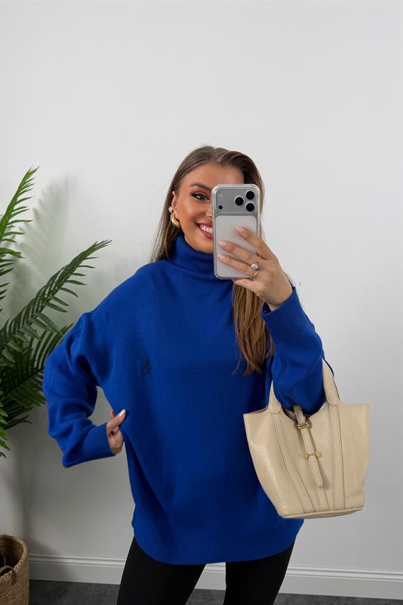 Marka Model Nakışlı Balıkçı Salaş Triko Mavi