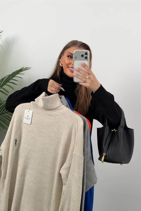 Marka Model Nakışlı Balıkçı Salaş Triko Camel