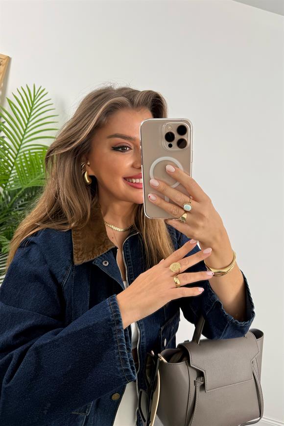 Marka Model Premium Seri Yaka Kontrast Jean Ceket