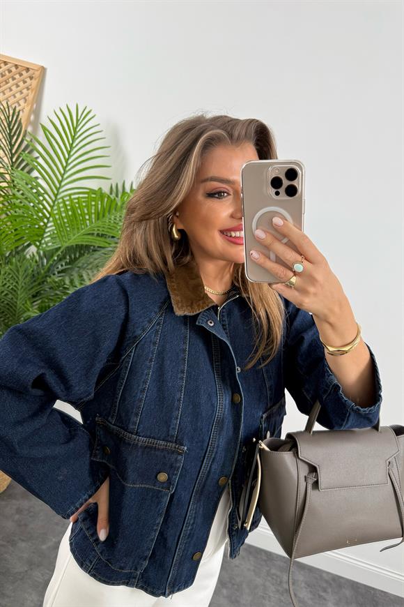 Marka Model Premium Seri Yaka Kontrast Jean Ceket
