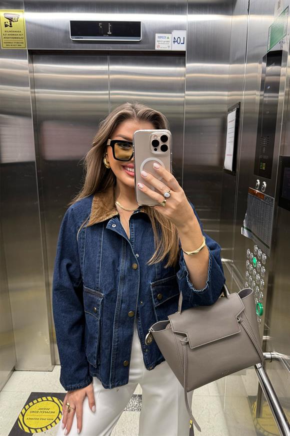 Marka Model Premium Seri Yaka Kontrast Jean Ceket
