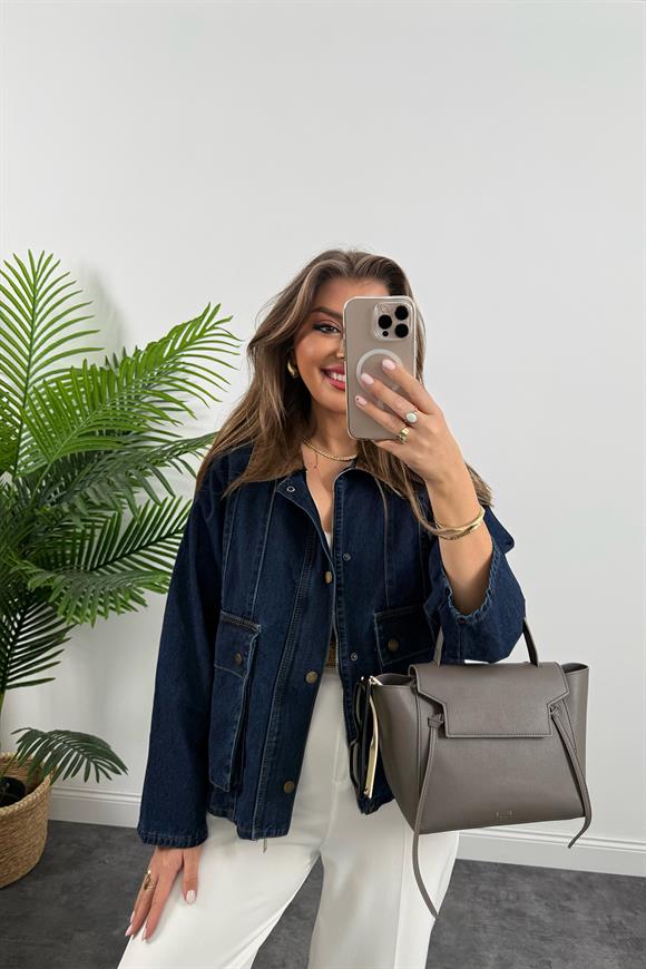 Marka Model Premium Seri Yaka Kontrast Jean Ceket