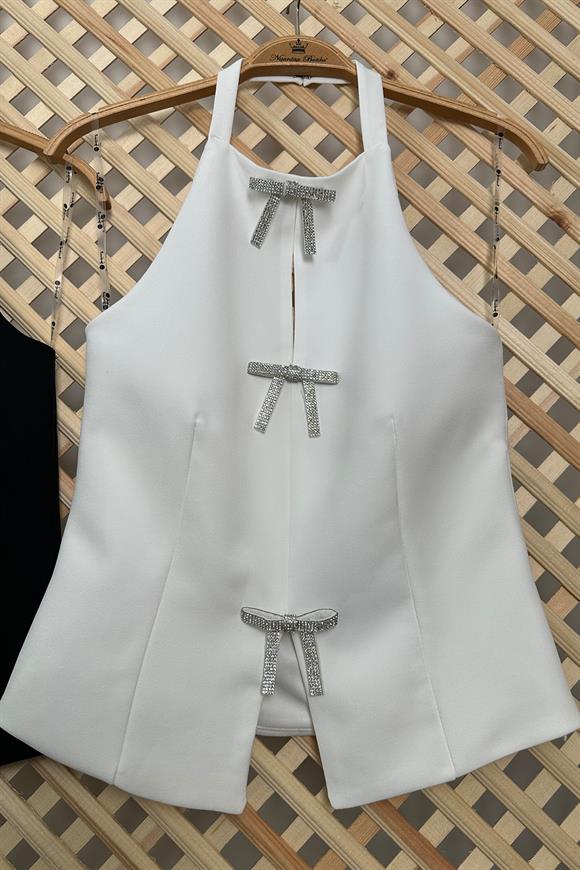 Marka Model Tasarım Fiyonklu Bluz Beyaz