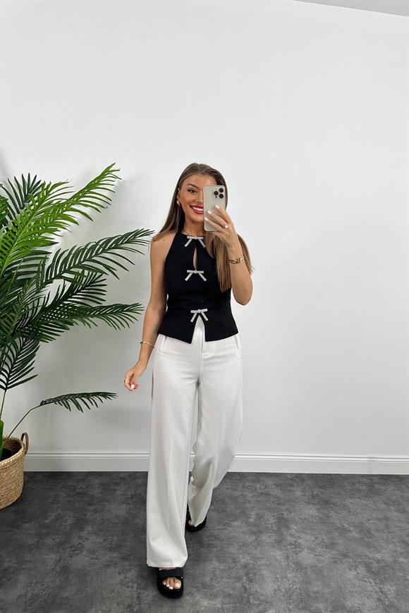 Marka Model Tasarım Fiyonklu Bluz Siyah