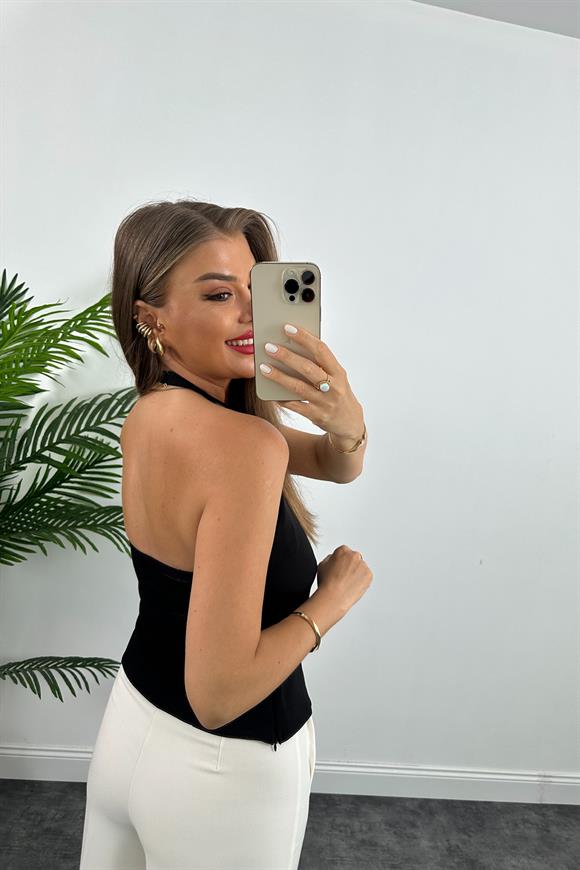 Marka Model Tasarım Fiyonklu Bluz Siyah