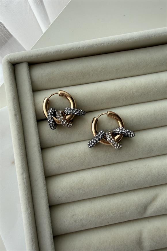 Marka Model Taşlı Halka Küpe