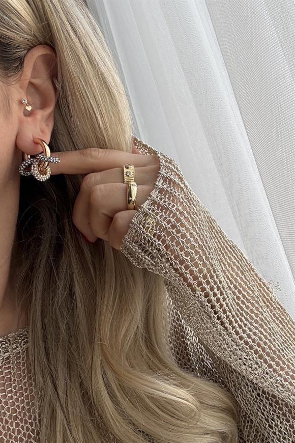 Marka Model Taşlı Halka Küpe